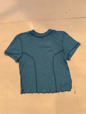 BDG Teal Blue Short Sleeve Seam-Detail Tee